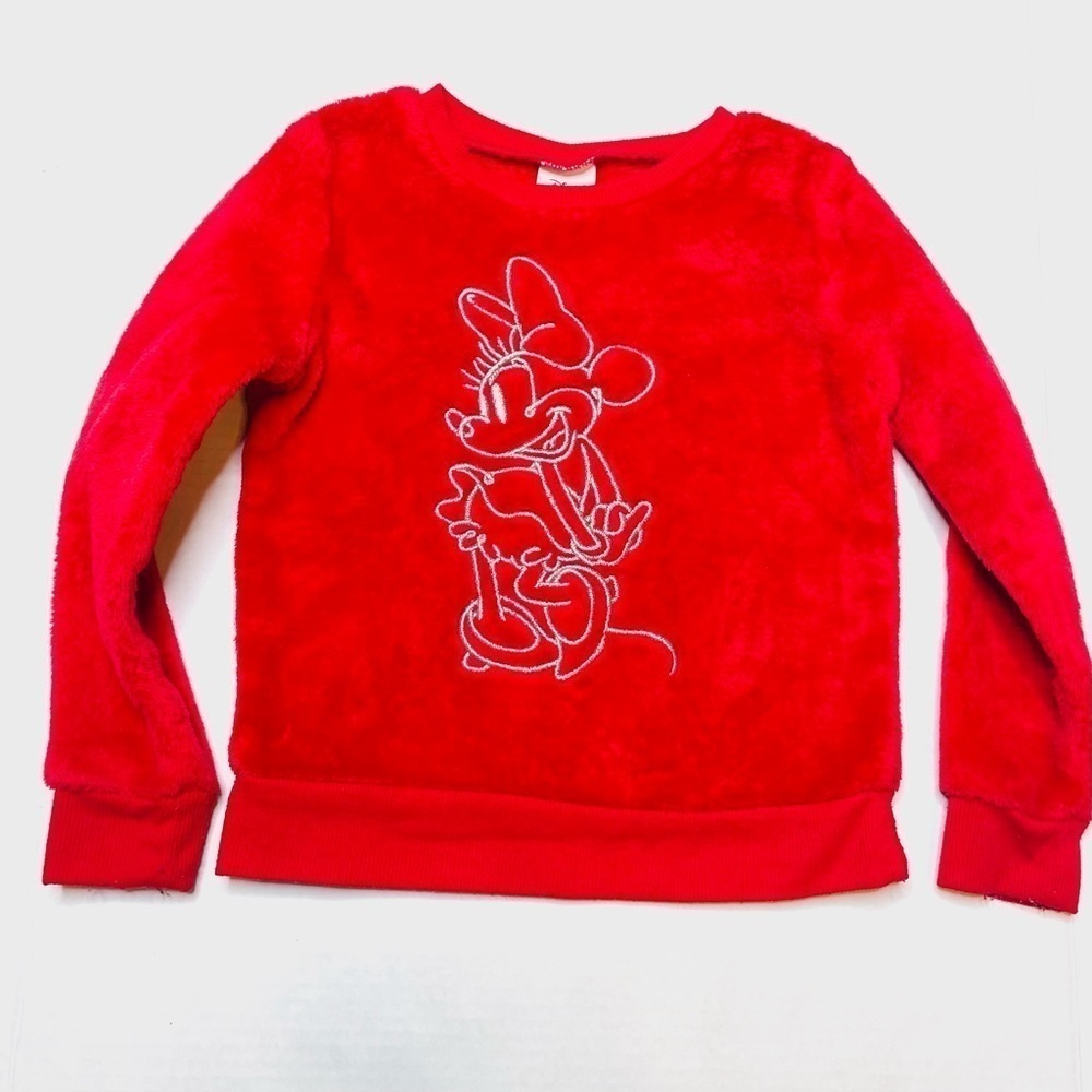 Disney Jumping Beans Toddler Girl Red Fleece Minnie Mouse Embroidered Sweatshirt